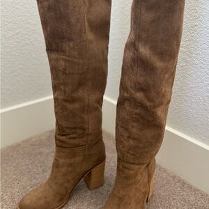Elegant Tan Over the Knee Boots